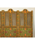 Mid-Century Fretwork Screen with Hand-Painted Details and Bold Colors