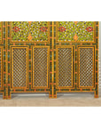 Mid-Century Fretwork Screen with Hand-Painted Details and Bold Colors