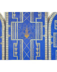 Art Deco Revival Folding Screen with Gilded Gazelles on Cobalt Blue Panels