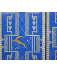 Art Deco Revival Folding Screen with Gilded Gazelles on Cobalt Blue Panels
