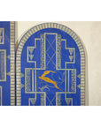 Art Deco Revival Folding Screen with Gilded Gazelles on Cobalt Blue Panels