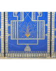 Art Deco Revival Folding Screen with Gilded Gazelles on Cobalt Blue Panels