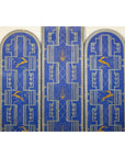 Art Deco Revival Folding Screen with Gilded Gazelles on Cobalt Blue Panels