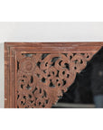 Antique Carved Hardwood Mirror with Floral Scrollwork, Early 20th Century
