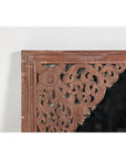 Antique Carved Hardwood Mirror with Floral Scrollwork, Early 20th Century