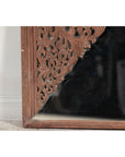 Antique Carved Hardwood Mirror with Floral Scrollwork, Early 20th Century