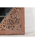 Antique Carved Hardwood Mirror with Floral Scrollwork, Early 20th Century