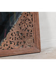 Antique Carved Hardwood Mirror with Floral Scrollwork, Early 20th Century