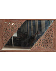 Antique Carved Hardwood Mirror with Floral Scrollwork, Early 20th Century