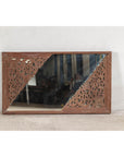 Antique Carved Hardwood Mirror with Floral Scrollwork, Early 20th Century