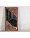 Antique Carved Hardwood Mirror with Floral Scrollwork, Early 20th Century