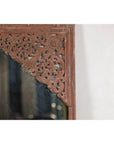 Antique Carved Hardwood Mirror with Floral Scrollwork, Early 20th Century