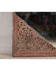 Antique Carved Hardwood Mirror with Floral Scrollwork, Early 20th Century