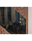 Antique Carved Hardwood Mirror with Floral Scrollwork, Early 20th Century