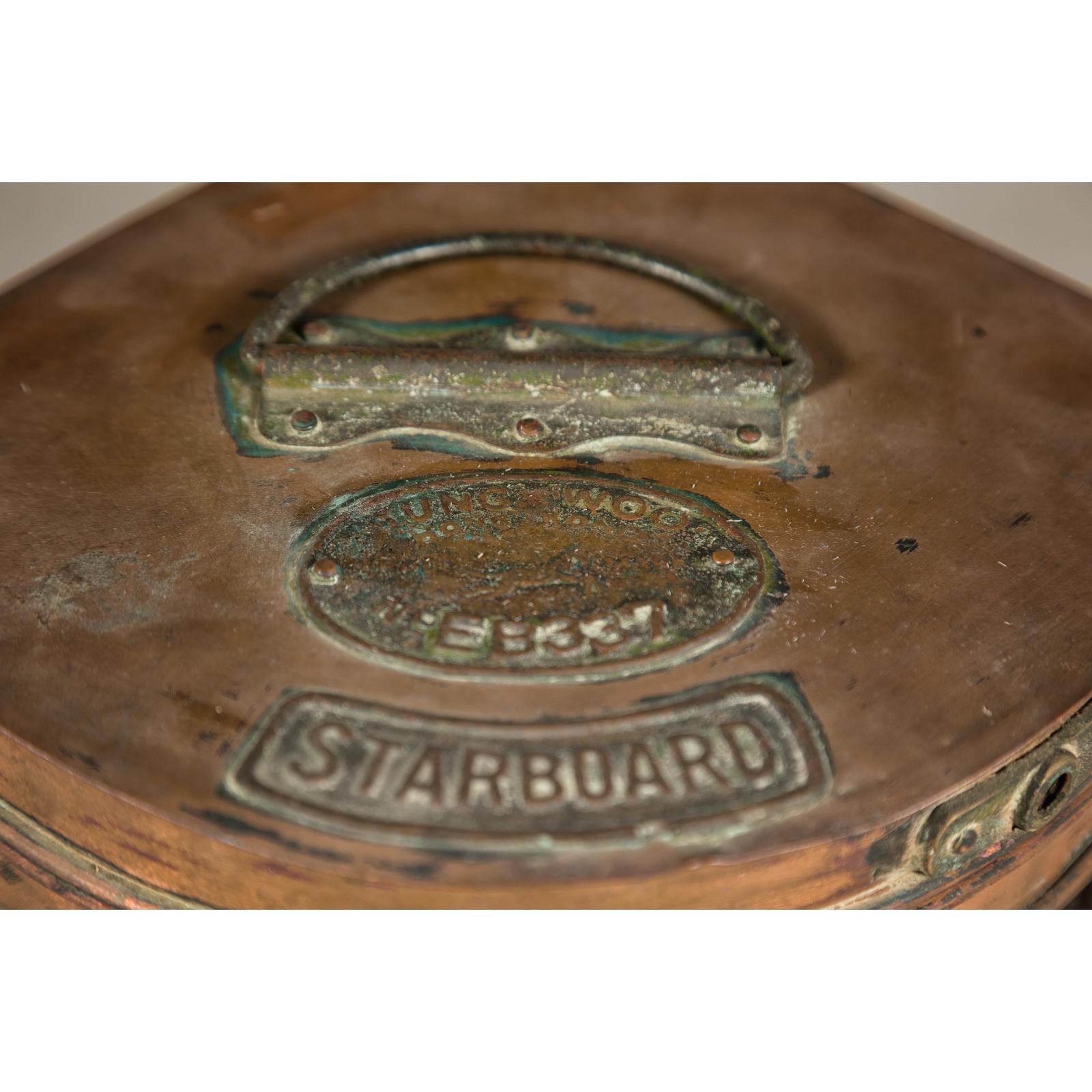 Nautical Tung Woo Starboard Ship Navigation Copper Lantern with Label