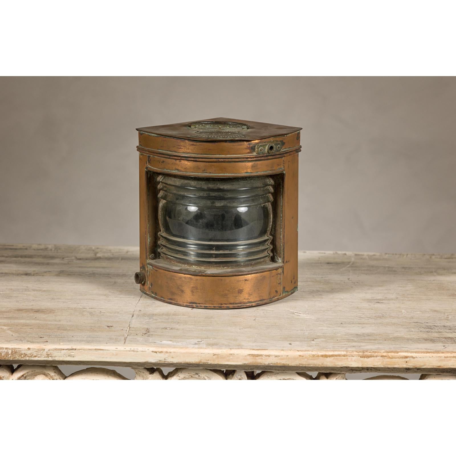 Nautical Tung Woo Starboard Ship Navigation Copper Lantern with Label
