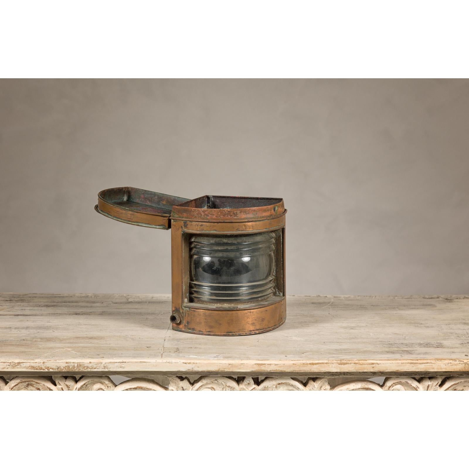 Nautical Tung Woo Starboard Ship Navigation Copper Lantern with Label