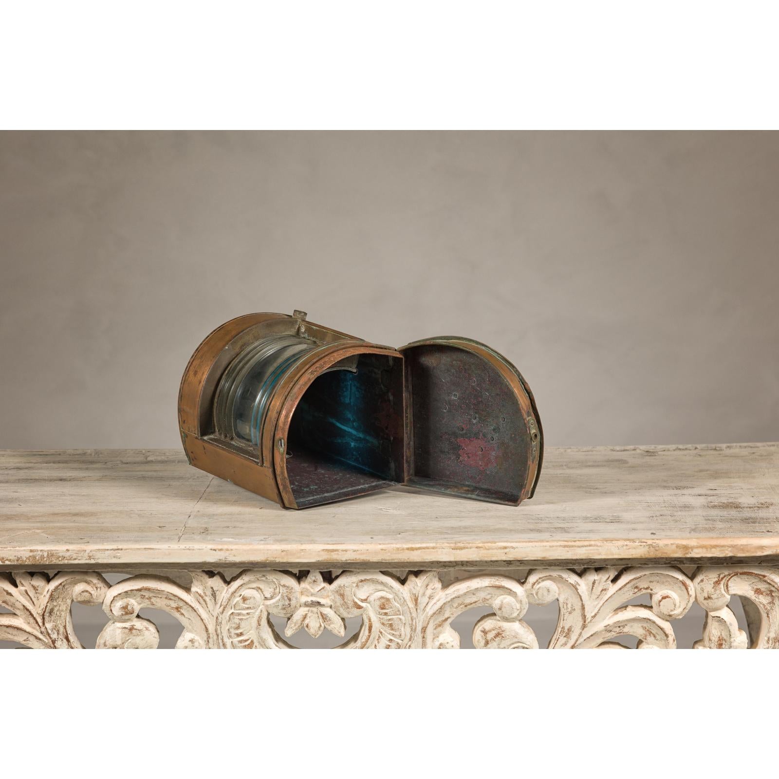 Nautical Tung Woo Starboard Ship Navigation Copper Lantern with Label