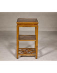 Three-Tier Accent Table with Geometric Shelf-4. Asian & Chinese Furniture, Art, Antiques, Vintage Home Décor for sale at FEA Home