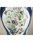 Vintage Hand-Painted Cobalt Blue Ginger Jar with Floral and Bird Motifs