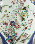 Vintage Hand-Painted Cobalt Blue Ginger Jar with Floral and Bird Motifs