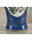 Vintage Hand-Painted Cobalt Blue Ginger Jar with Floral and Bird Motifs