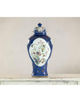 Vintage Hand-Painted Cobalt Blue Ginger Jar with Floral and Bird Motifs