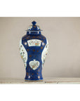 Vintage Hand-Painted Cobalt Blue Ginger Jar with Floral and Bird Motifs