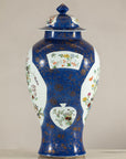 Vintage Hand-Painted Cobalt Blue Ginger Jar with Floral and Bird Motifs