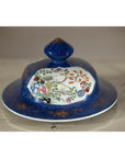 Vintage Hand-Painted Cobalt Blue Ginger Jar with Floral and Bird Motifs