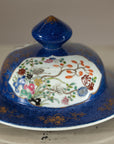 Vintage Hand-Painted Cobalt Blue Ginger Jar with Floral and Bird Motifs