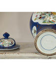 Vintage Hand-Painted Cobalt Blue Ginger Jar with Floral and Bird Motifs
