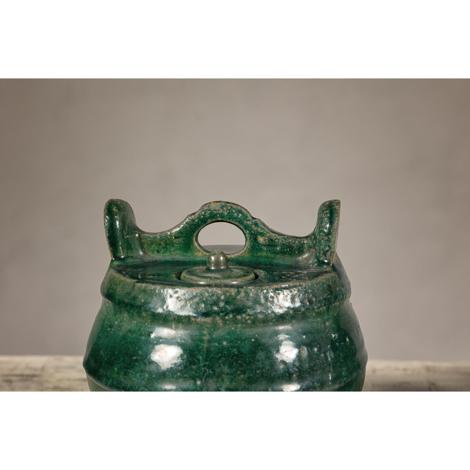 Qing Dynasty Green Glaze Late 19th Century Shiwan Ware Pottery Teapots Sold Each