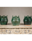 Qing Dynasty Green Glaze Late 19th Century Shiwan Ware Pottery Teapots Sold Each