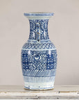 Late Qing Blue-and-White Porcelain Vase with Intricate Geometric Motifs