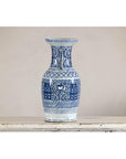 Late Qing Blue-and-White Porcelain Vase with Intricate Geometric Motifs
