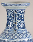 Late Qing Blue-and-White Porcelain Vase with Intricate Geometric Motifs