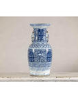 Late Qing Blue-and-White Porcelain Vase with Intricate Geometric Motifs