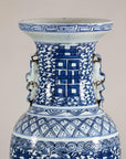 Late Qing Blue-and-White Porcelain Vase with Intricate Geometric Motifs