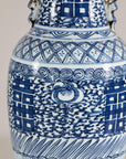 Late Qing Blue-and-White Porcelain Vase with Intricate Geometric Motifs