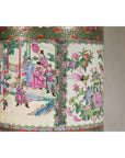 Pair of Round Hand-Painted Rose Medallion Table Lamps