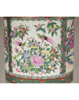 Pair of Round Hand-Painted Rose Medallion Table Lamps
