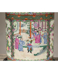 Pair of Round Hand-Painted Rose Medallion Table Lamps