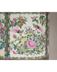 Pair of Round Hand-Painted Rose Medallion Table Lamps