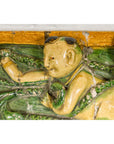 Qing Dynasty Tricolor Roof Fragment from a Temple Depicting a Boy Amidst Leaves