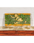 Qing Dynasty Tricolor Roof Fragment from a Temple Depicting a Boy Amidst Leaves