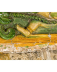 Qing Dynasty Tricolor Roof Fragment from a Temple Depicting a Boy Amidst Leaves