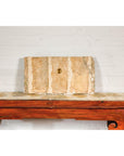 Qing Dynasty Tricolor Raised Relief Roof Fragment from Temple with Boy in Leaves