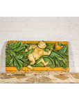 Qing Dynasty Tricolor Raised Relief Roof Fragment from Temple with Boy in Leaves