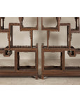 Pair of Late Qing Dynasty Brown Lacquered Display Shelves with Fretwork Motifs